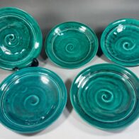 十六代 永楽善五郎 （即全） 造 青交趾 菓子皿 五枚