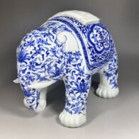 十四代 辻常陸 製 染付吉祥文 象 香炉 禁裏御用窯元 宮内庁御用達 茶道具
