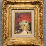 織田廣喜「赤い帽子の少女」 油彩 直筆サイン 美人画 人物画 絵画