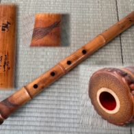 時代 尺八 管尻象牙 装飾 竹製 和楽器