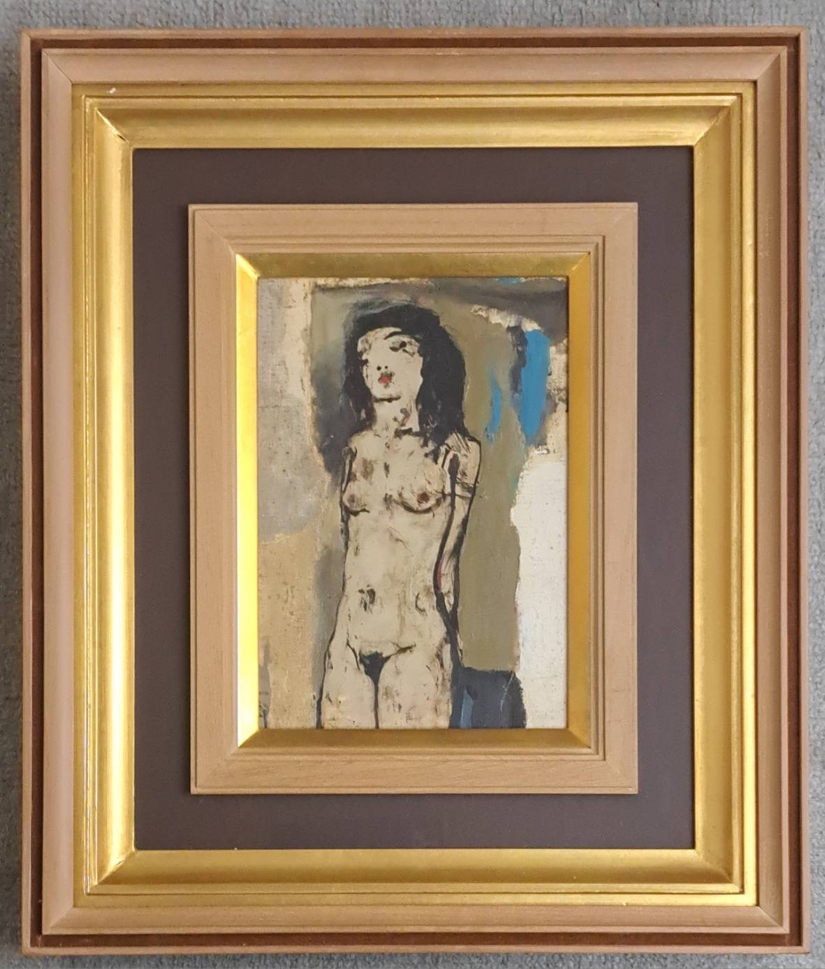 栗原一郎 『少女』 油彩 キャンバス 1976年 額装
