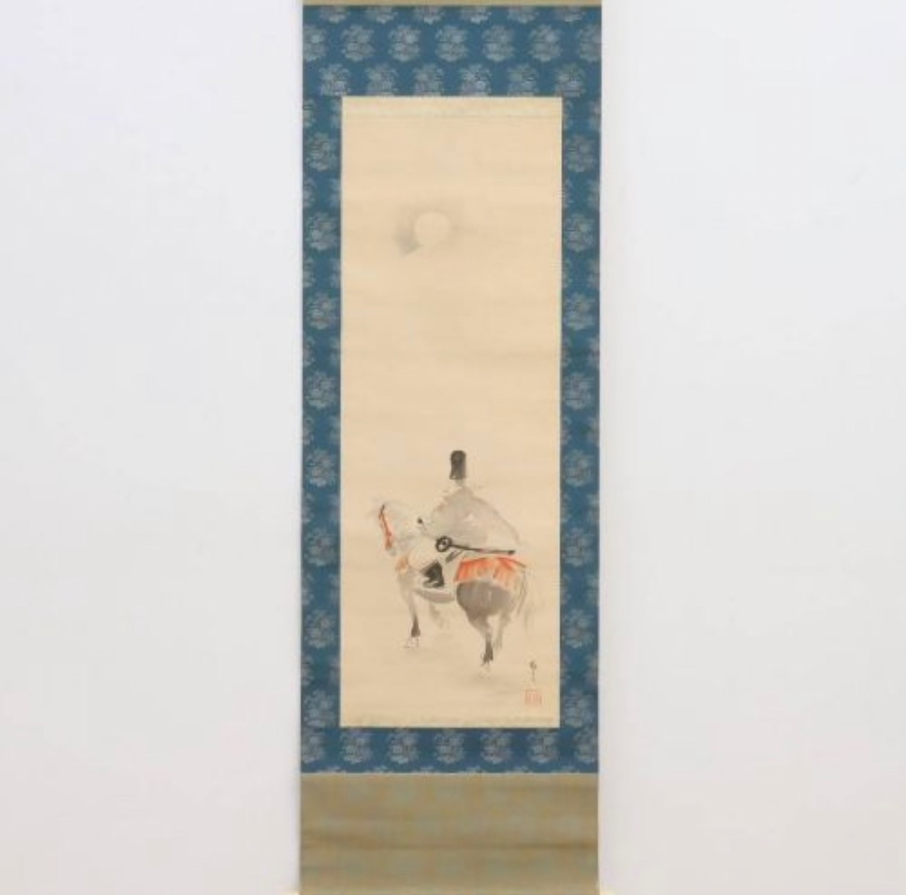 安田靫彦 掛軸(絹本) 「嵯峨野の月」