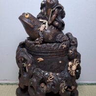 荒井桃雲 造 大日本帝国 大阪 蓋物 蛙 蟹