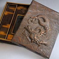 江戸後期 時代龍高彫硯箱