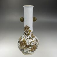 人間国宝 加藤卓男 ラスター彩 草花文花生