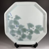 島田文雄 作 彩磁山法師文 八角皿