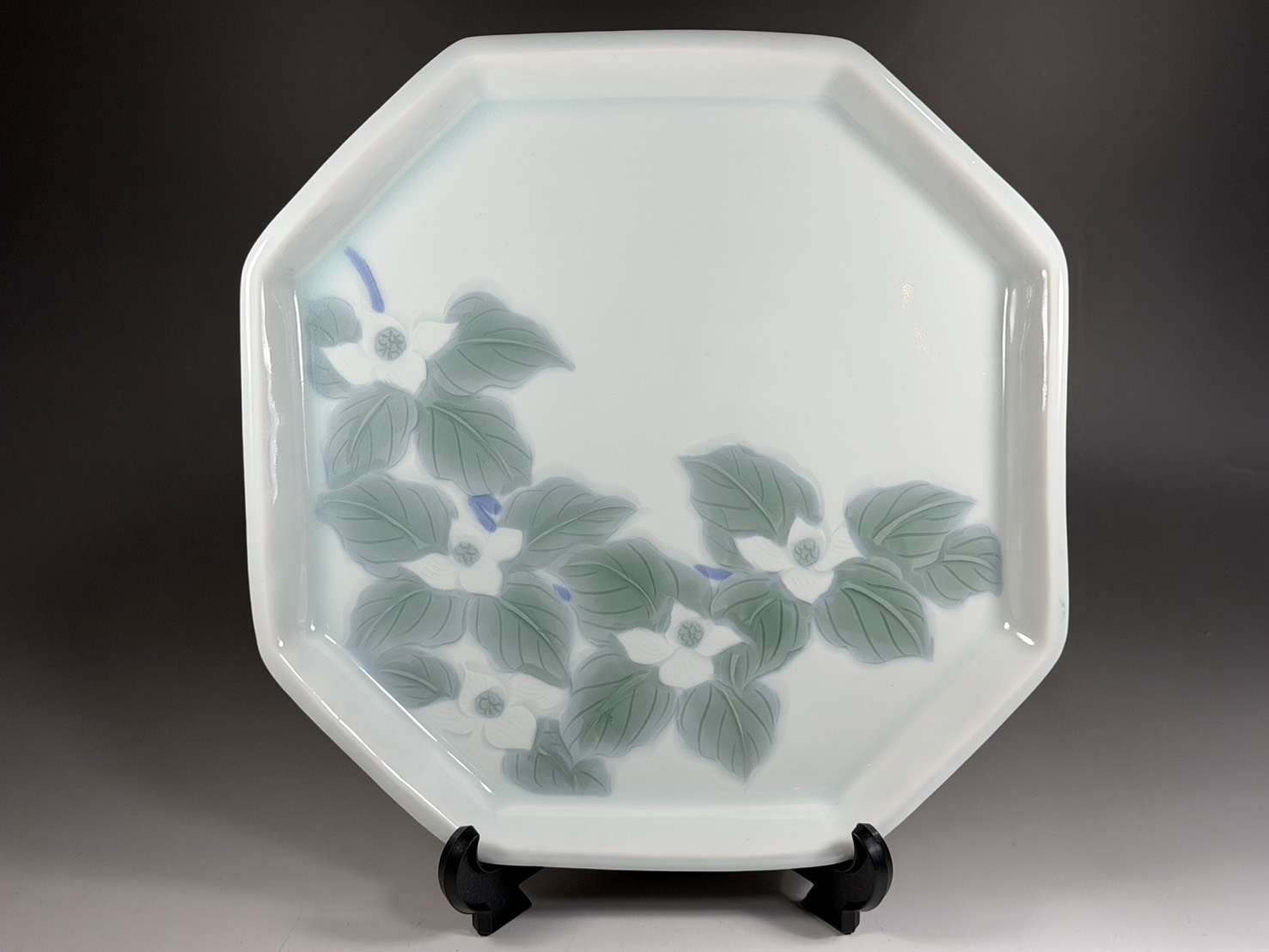 島田文雄 作 彩磁山法師文 八角皿