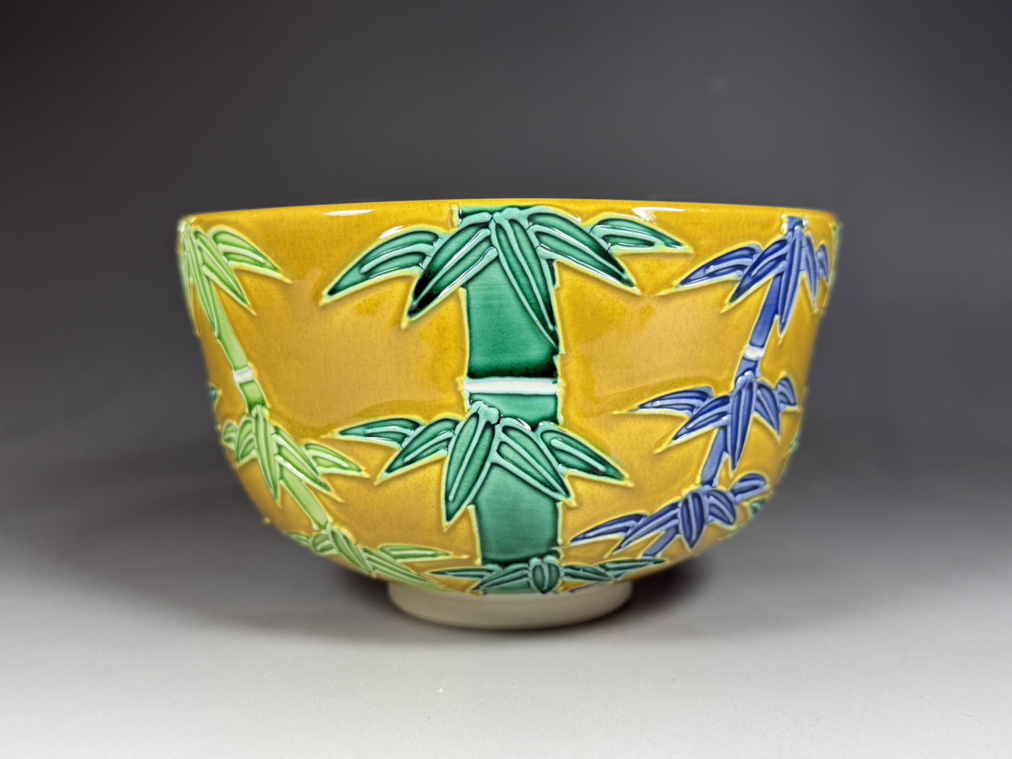 中村翠嵐 造 古代 黄交趾 竹 茶碗 茶道具