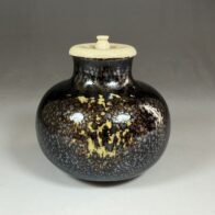 木村盛和 造 油滴茶入 / 宗偏流 不審庵 十代 山田宗囲 書付 流祖新縁 石河丸壷写 茶道具