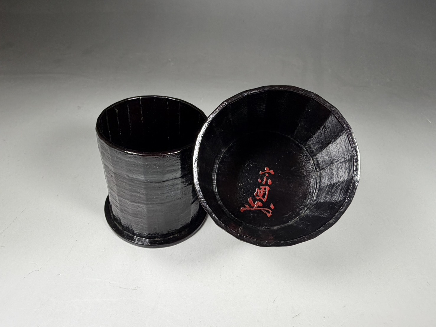 不審庵 宗偏流 十代 山田宗囲 書付 花押 流祖好 茶桶 黒塗材木地 茶道具