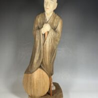 彫刻家 鈴木実 造「山越」木彫 松尾芭蕉 像