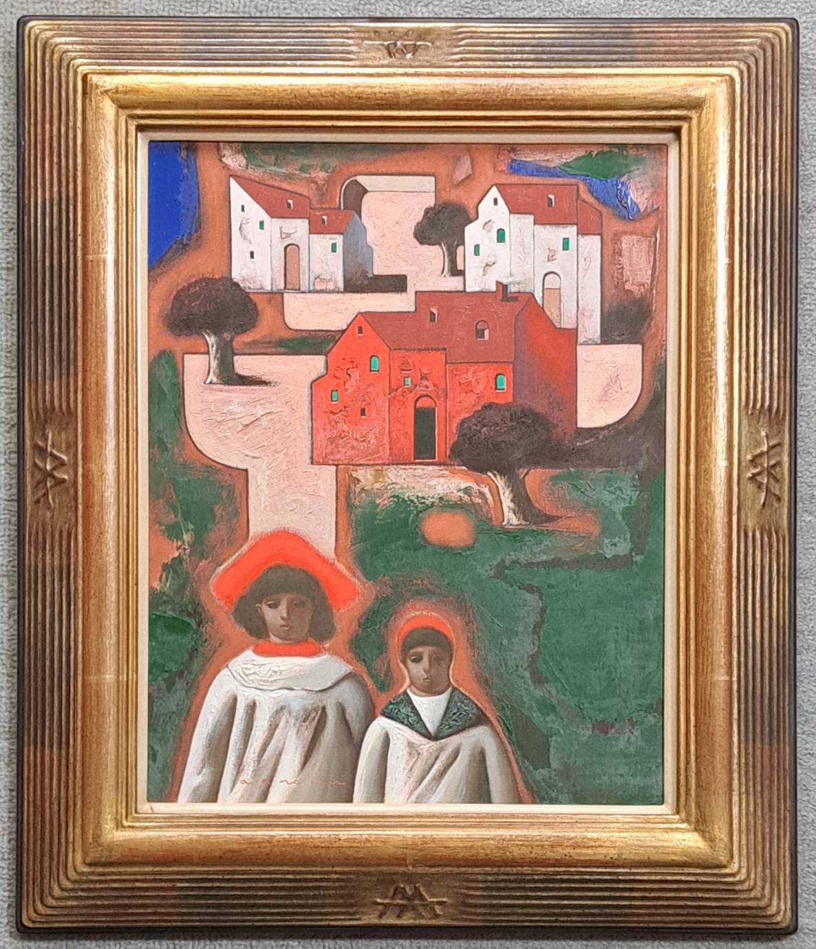 安徳瑛「午後の二人」キャンバスに油彩 F6号