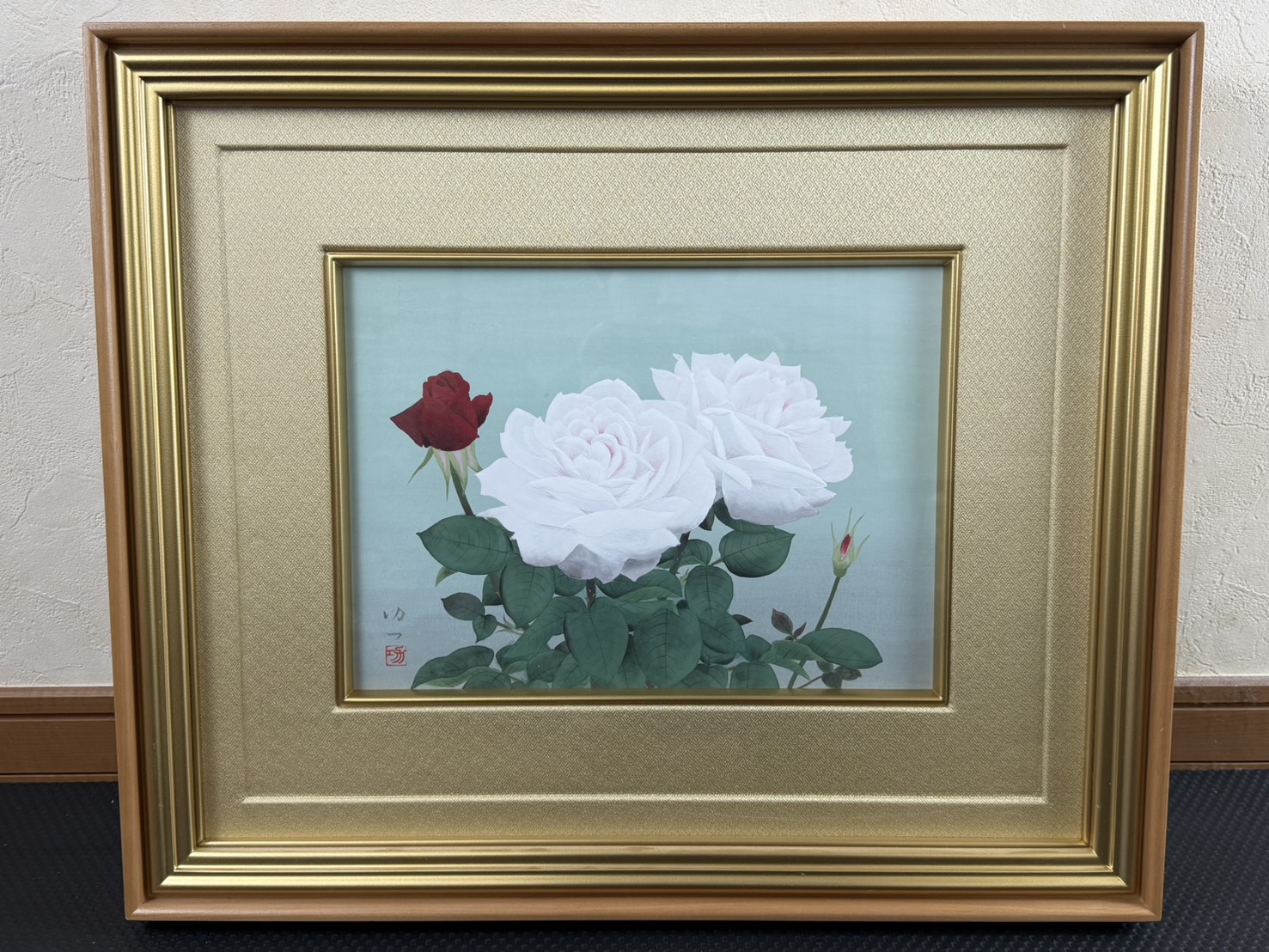 那波多目功一 「長春花」 日本画