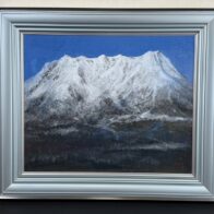 森脇正人 日本画「冬山」開田村からの 御嶽山