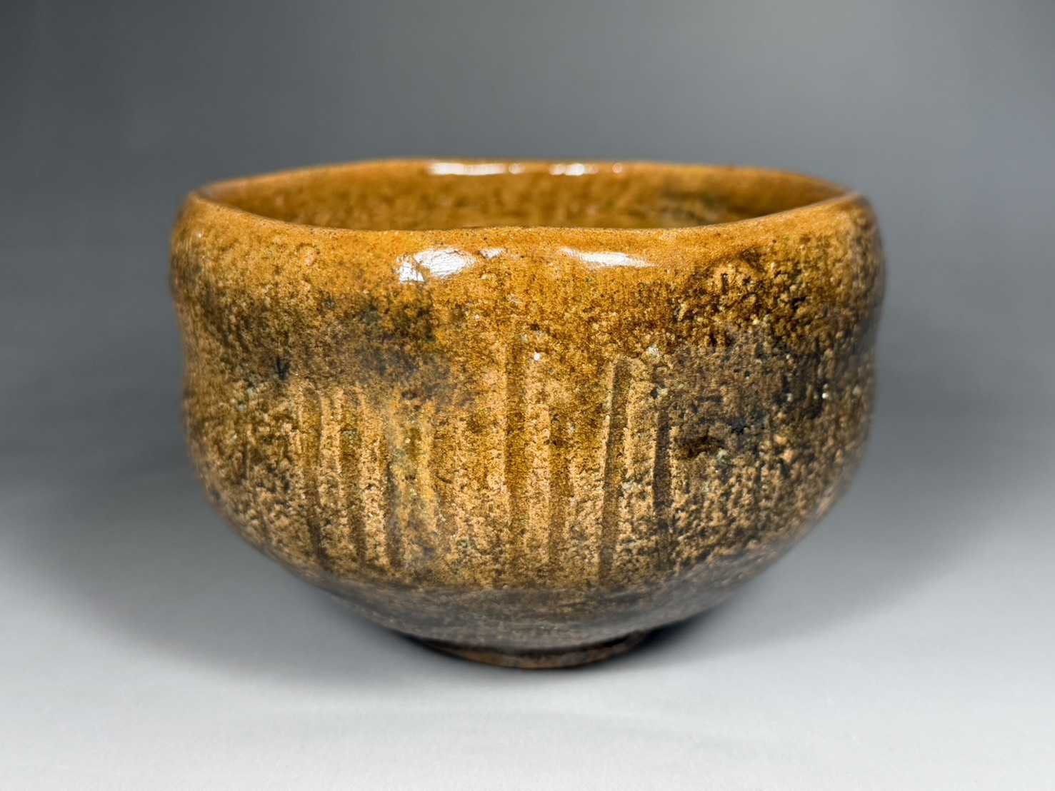 九代 大樋長左衛門 造 飴釉 茶碗 最晩年作 二重箱