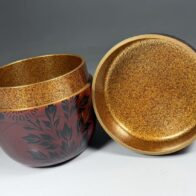 五代 川端近左 菊ノ絵溜大棗 内梨子地 二重箱