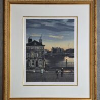 ミッシェル・ドラクロワ Michel Delacroix「夕暮れの街」シルクスクリーン 直筆サイン