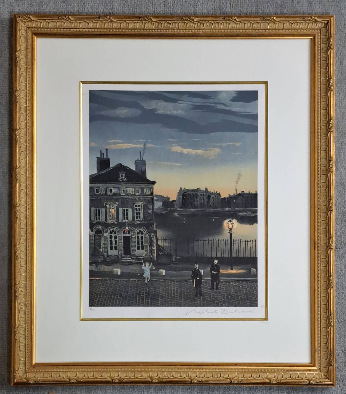 ミッシェル・ドラクロワ Michel Delacroix「夕暮れの街」シルクスクリーン 直筆サイン