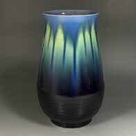 人間国宝 三代 徳田正彦 碧彩釉 花瓶