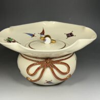 鳴滝窯 橋本城岳 造 色絵宝尽文 砂金袋 水指