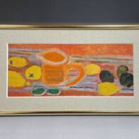 甲斐仁代 油彩 ｢カップとびわ｣ 1959年作