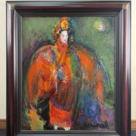 月形那比古 作 油彩 F12号 「薪能」