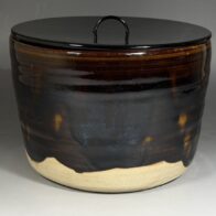 先考 加藤土師萌 造 唐津飴釉 水指 / 加藤達美 識箱 二重箱