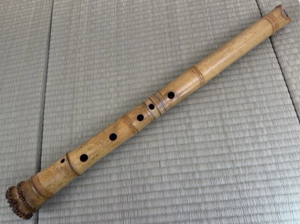 琴古流 尺八 関口聖岳 二印 銀三線 藤巻 七孔