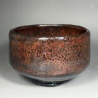 太閤窯 二代 小西平内 造 朱釉 黒茶碗