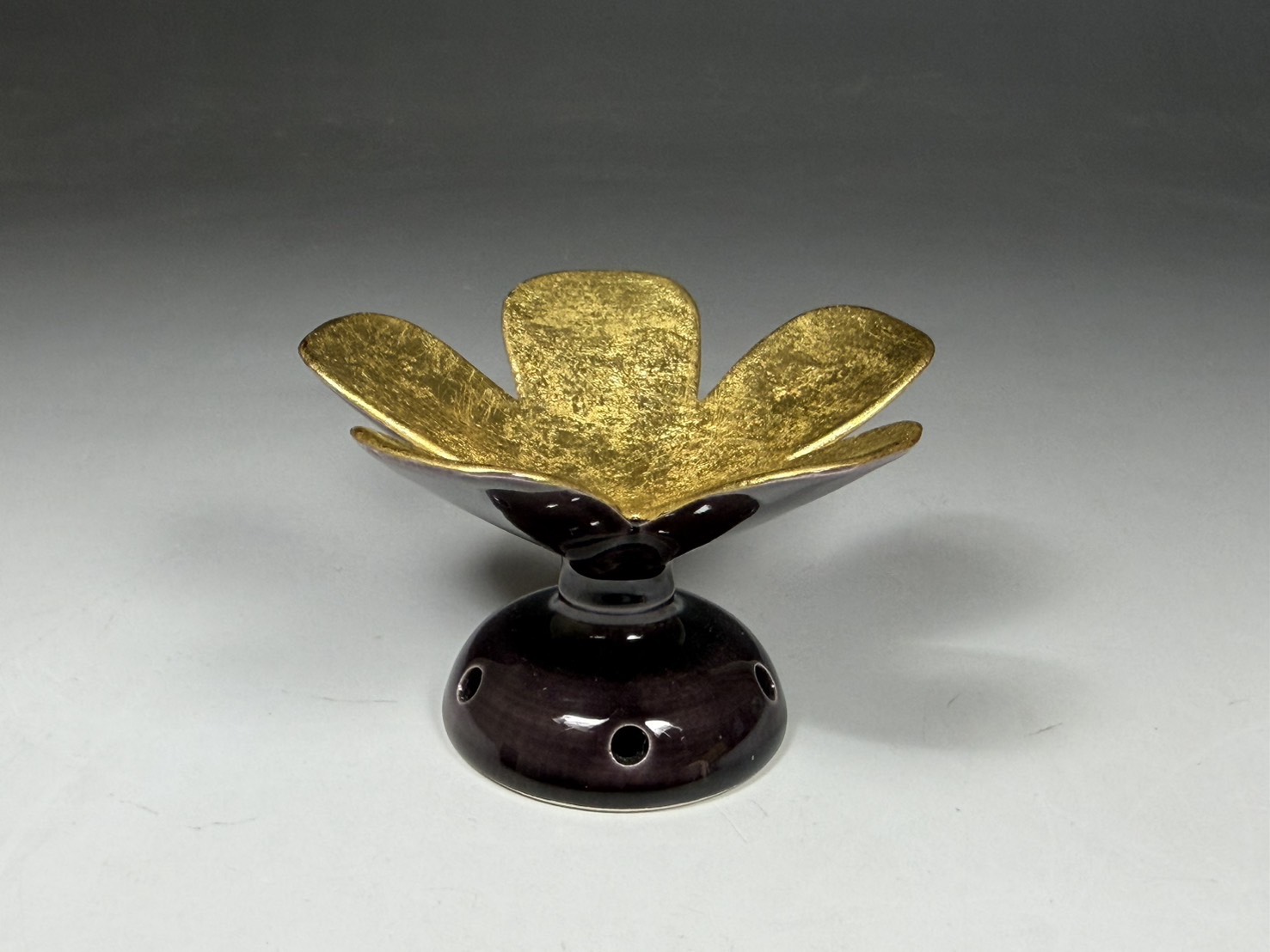 中村翠嵐 造 紫交趾突羽根 蓋置