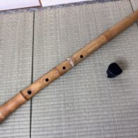 尺八 銘「城閣」銀巻歌口 銀三線 二印 虚無僧 約73cm