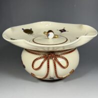 鳴滝窯 橋本城岳「色絵宝尽し文砂金袋 水指」