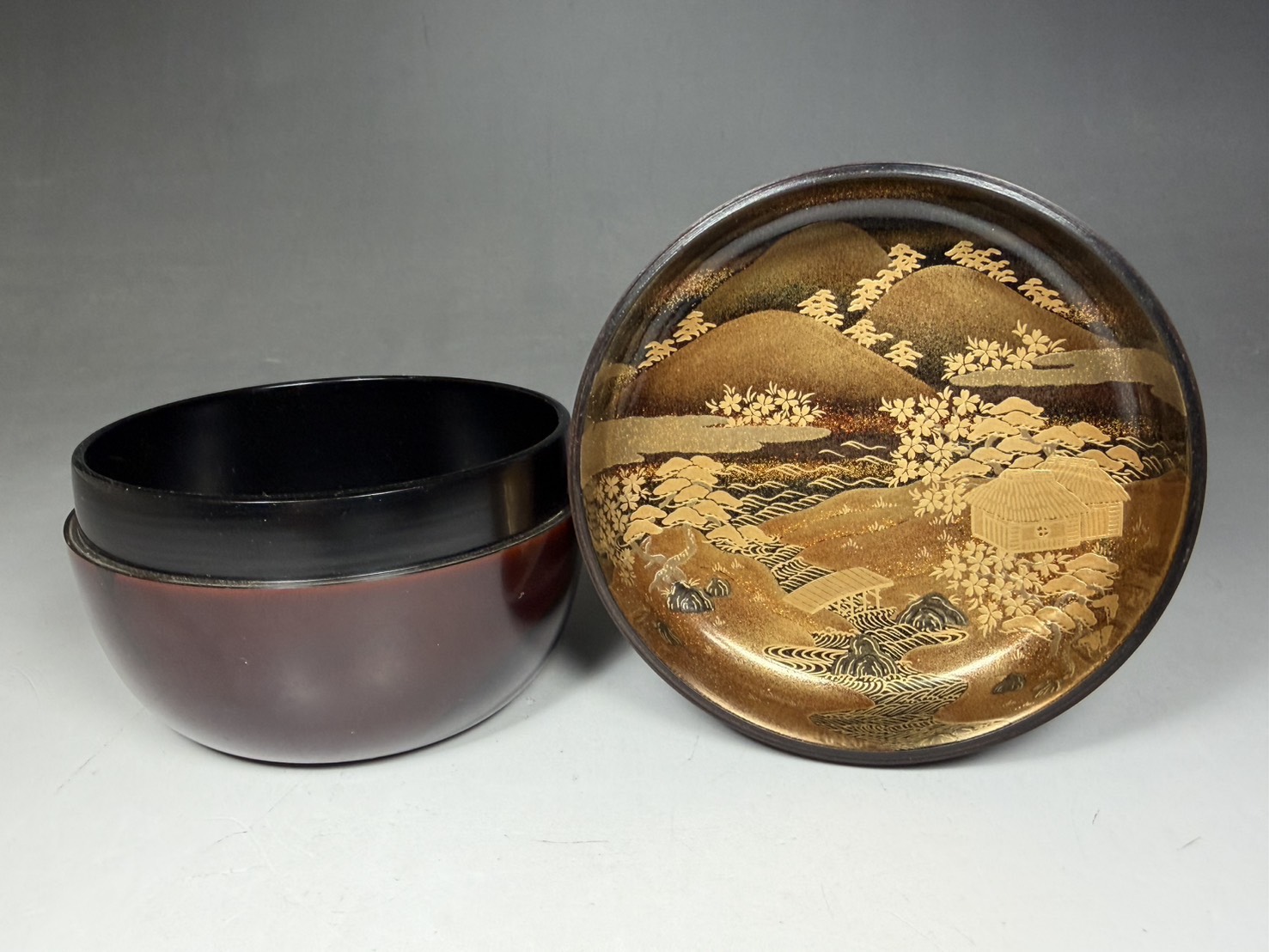 平安 鈴木光入「吉野山蒔絵 平棗」