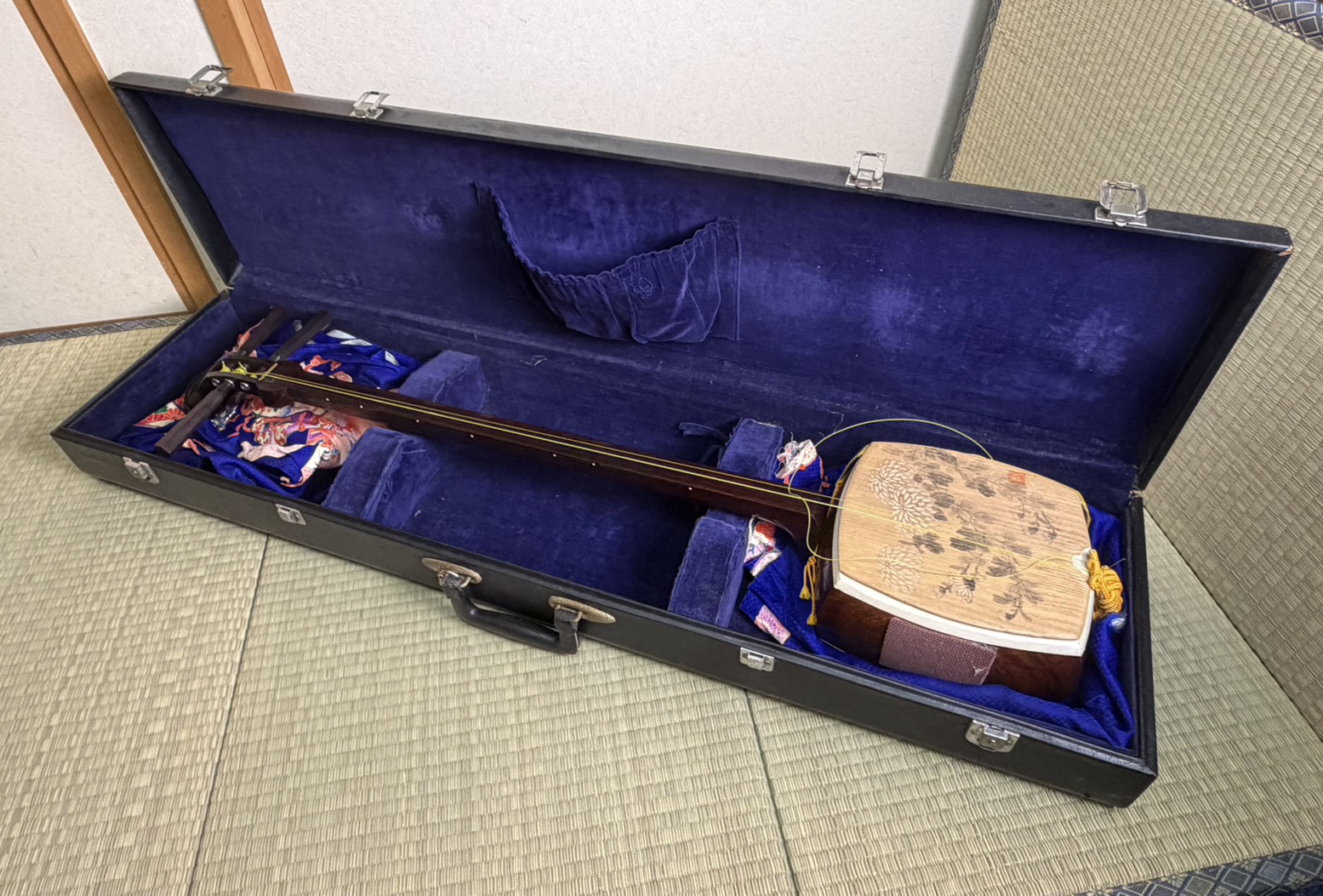 演奏会用 三味線 綾杉彫り
