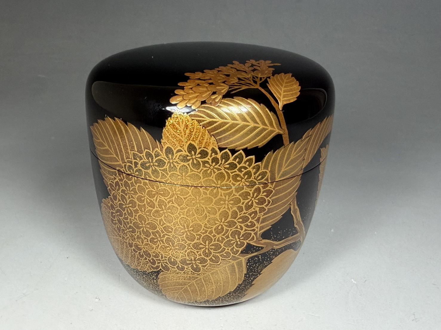 平安 鈴木光入「紫陽花蒔絵 大棗」梨地