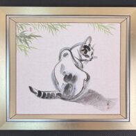 郷間正観「猫」紙本墨色著色